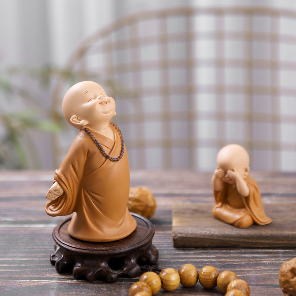 Peça Decorativa Estátua Budismo pequeno Buda em Resina para Casa e Escritório