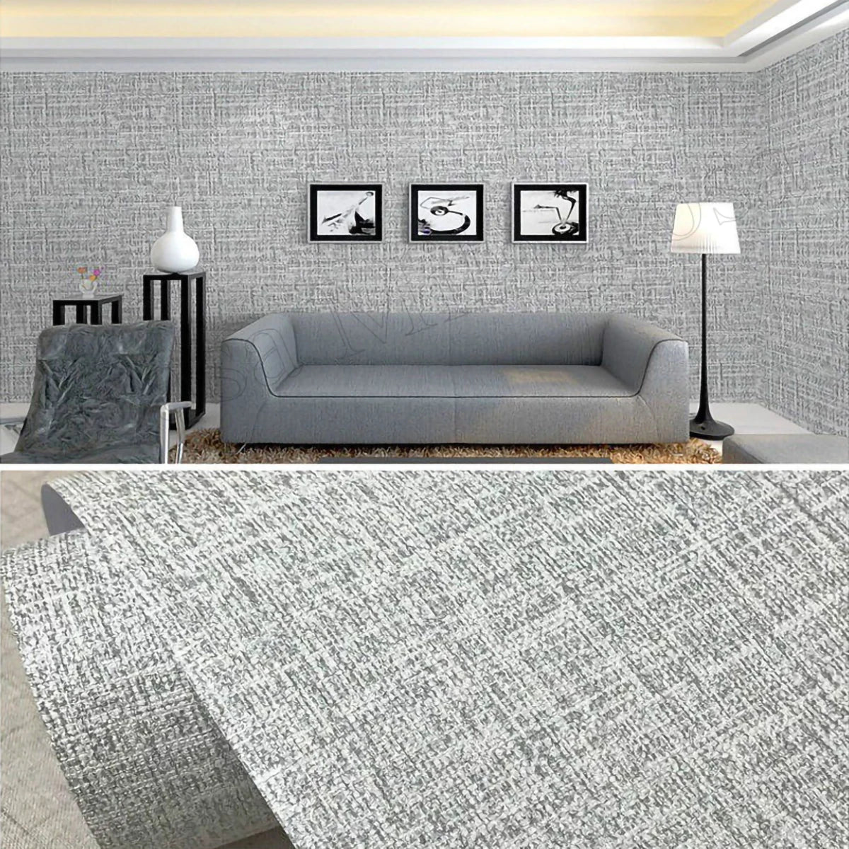 Papel de Parede Adesivo 3D Textura Linho 100x61cm Lavável