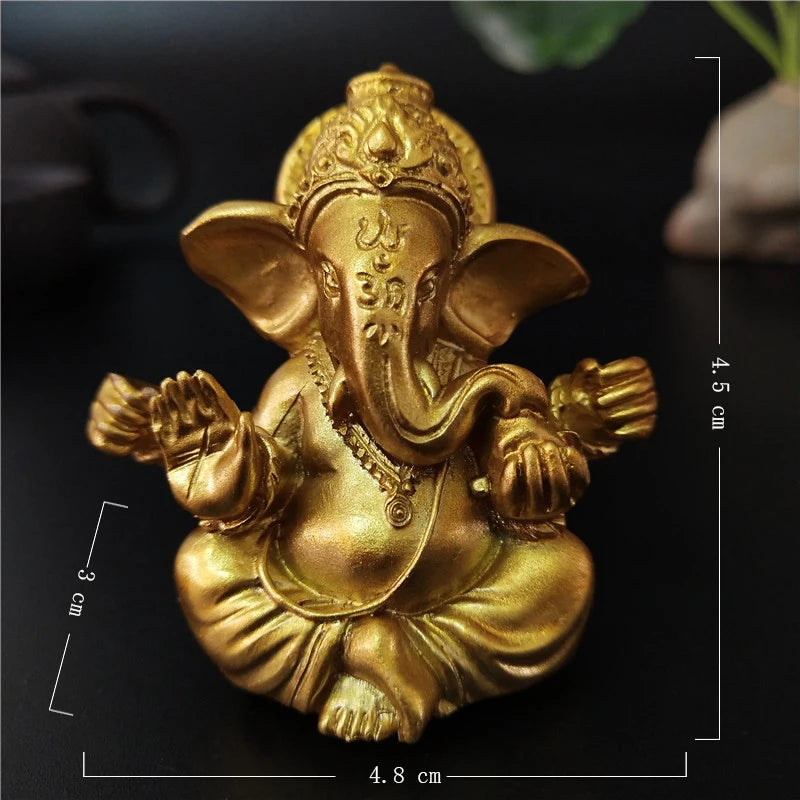 Peça Decorativa Estátua Ganesha Dourado para Casa e Escritório
