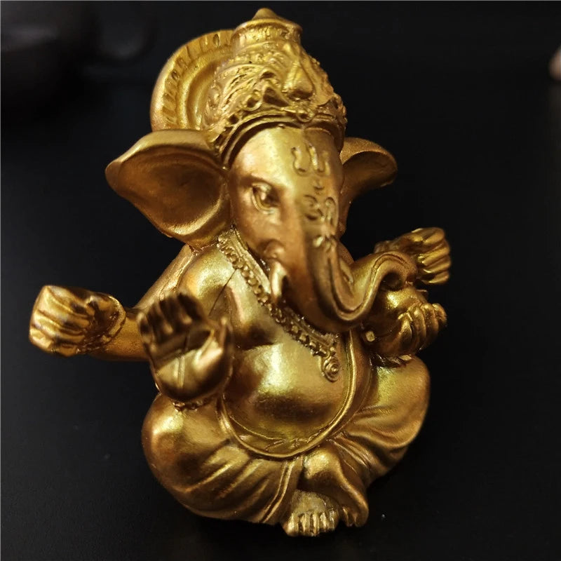 Peça Decorativa Estátua Ganesha Dourado para Casa e Escritório
