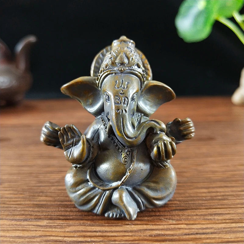 Peça Decorativa Estátua Ganesha De Resina Deus Hindu Elefante para Casa e Escritório