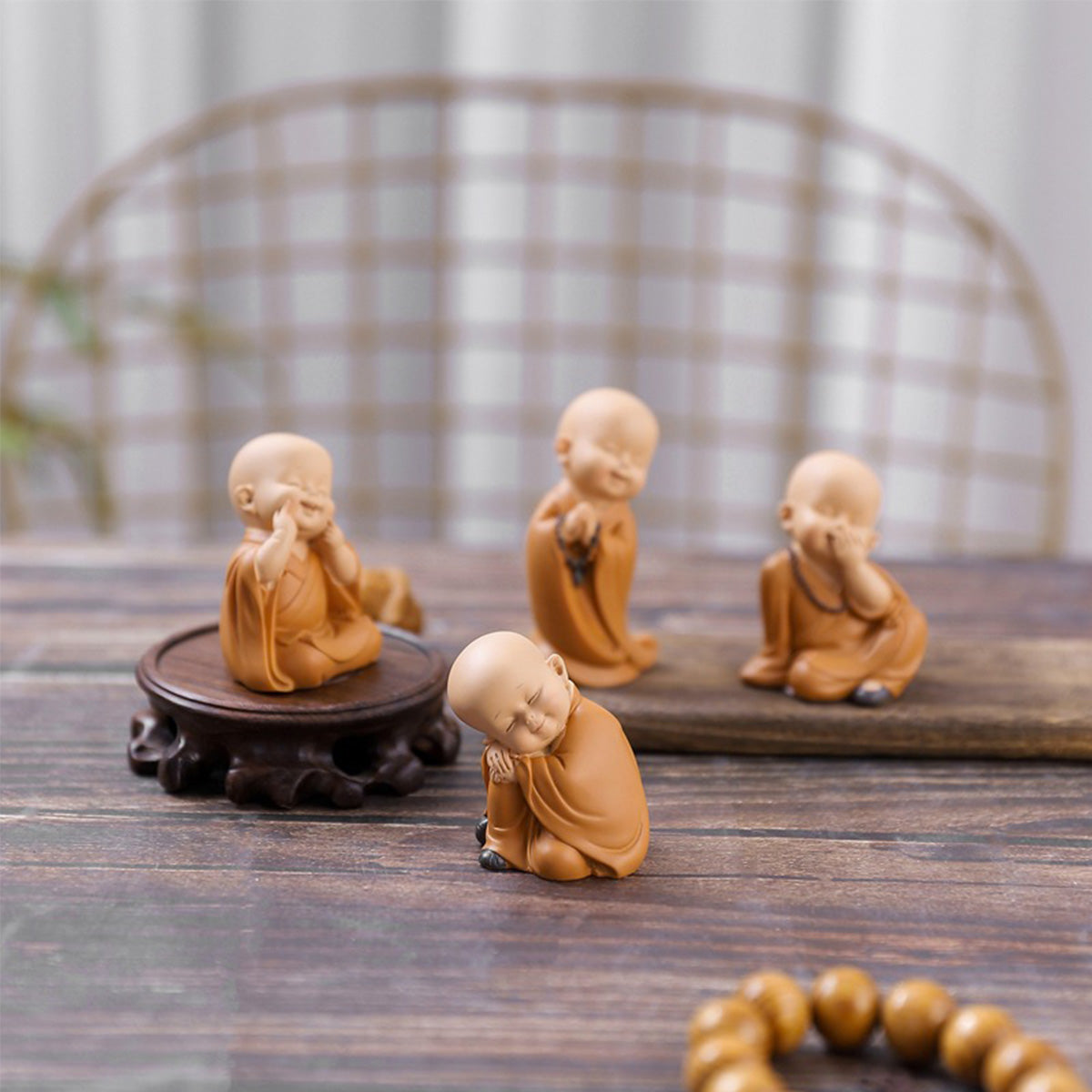Peça Decorativa Estátua Budismo pequeno Buda em Resina para Casa e Escritório