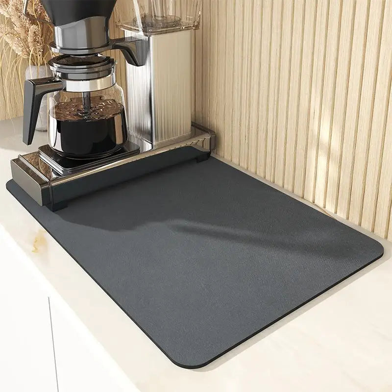 VIKAMA Simple Coffee Dish Mat Drainage Mat Kitchen Bathroom Diatomaceous Earth Washable Non-slip Bottom Dirty Resistant Doormat