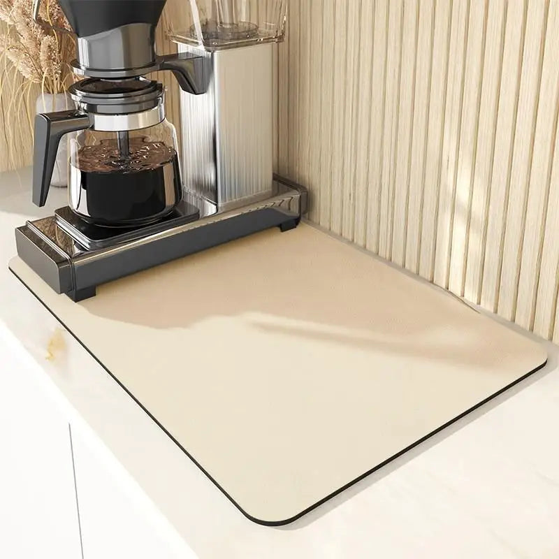 VIKAMA Simple Coffee Dish Mat Drainage Mat Kitchen Bathroom Diatomaceous Earth Washable Non-slip Bottom Dirty Resistant Doormat