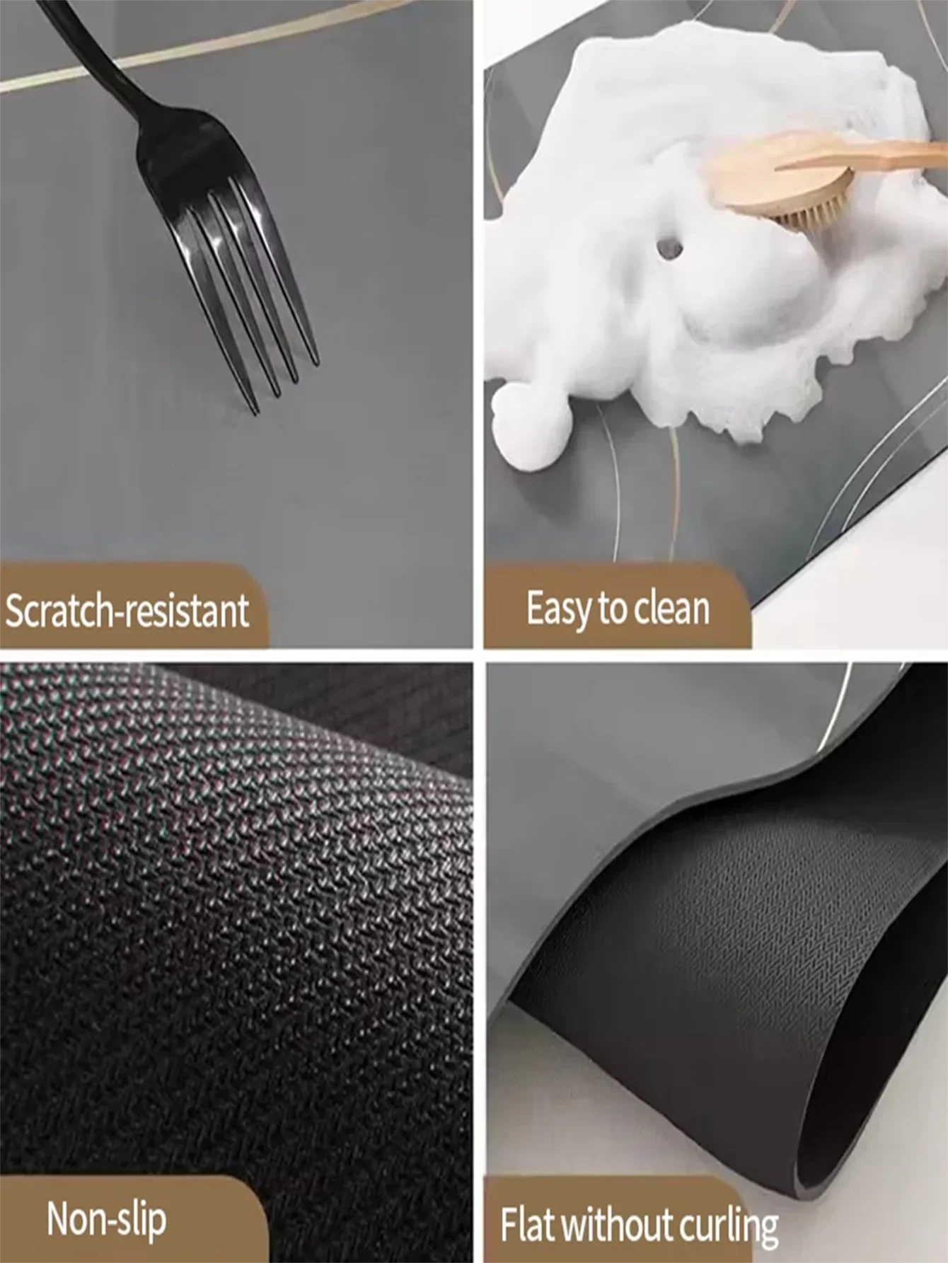 VIKAMA Simple Coffee Dish Mat Drainage Mat Kitchen Bathroom Diatomaceous Earth Washable Non-slip Bottom Dirty Resistant Doormat