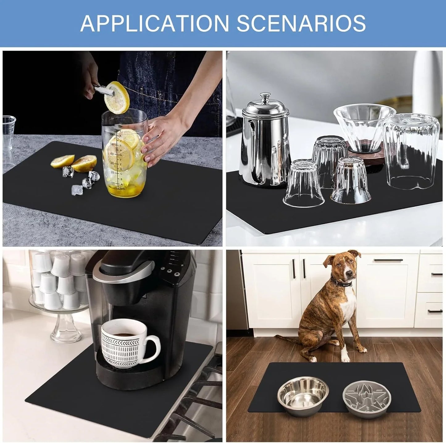 VIKAMA Simple Coffee Dish Mat Drainage Mat Kitchen Bathroom Diatomaceous Earth Washable Non-slip Bottom Dirty Resistant Doormat