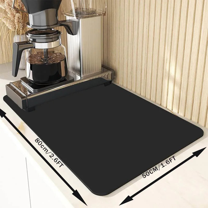 VIKAMA Simple Coffee Dish Mat Drainage Mat Kitchen Bathroom Diatomaceous Earth Washable Non-slip Bottom Dirty Resistant Doormat